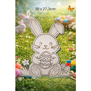 Królik Wielkanocny z pisankami 30cm, królik 30cm, sklejka 3mm